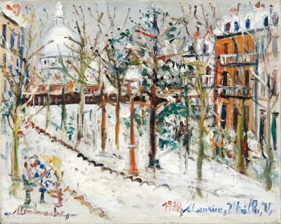 Maurice UTRILLO Montmartre sous la neige, 1938 Huile sur toile, signée et datée en...