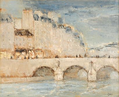IDKA Le Pont Marie à Paris Huile sur toile, signée en bas à droite, 60 x 73 cm.