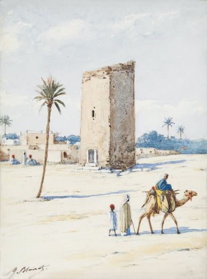 Marcel BLAIRAT Paysage d'Afrique du Nord Aquarelle, signée en bas à gauche, 23 x...