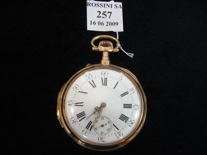 A. Frankfeld Genève. Vers 1890. Demi-chronomètre en or rose 18K (750 / 1000e). Cadran...