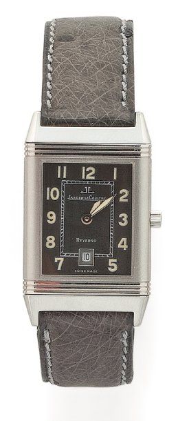 JAEGER LECOULTRE Reverso. Medium Beau modèle en acier, le " tournant" sablé, cadran...