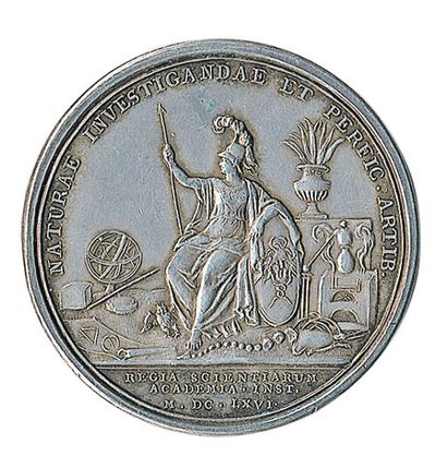 null (Louis XIV). MEDAILLE d'argent par Mauger. (41,5 mm) datée 1666 pour l'institution...