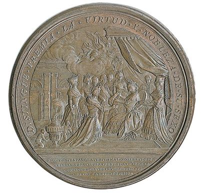 null (Espagne). ORDRE ROYAL de MARIE LOUISE. Médaille de bronze (56mm) au buste de...