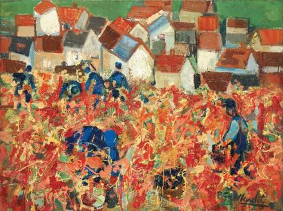 GAILLARDOT Pierre, 1910 - 2002 Les reflets des vignes ou Le vignoble Huile sur toile,...