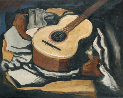 LA SERNA Ismael de, 1897 - 1968 Intérieur à la guitare, 1929 Huile sur toile, signée...