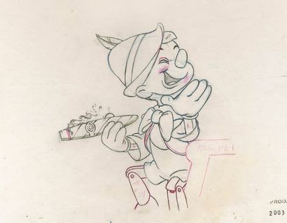 null Pinocchio Studio Walt Disney 1940. Dessin d'animation original de Pinocchio...