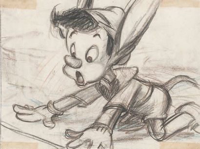 null Pinocchio Studio Walt Disney 1940. Dessin de storyboard de Pinocchio. Format...