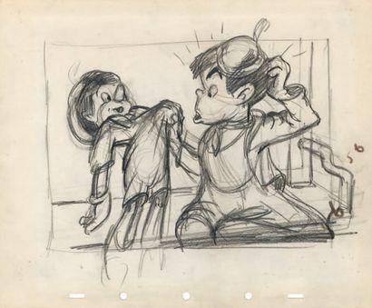 null Pinocchio Studio Walt Disney 1940. Dessin de layout représentant Pinocchio et...
