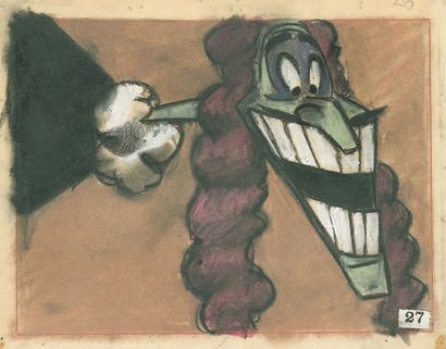 null Peter Pan Studio Walt Disney 1953. Dessin de storyboard du capitaine Crochet...