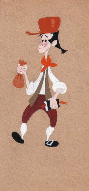 null Melody Time Studio Walt Disney 1948. Etude du personnage de Johny Appleseed...