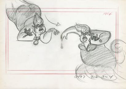 null La Petite sirène (The Little Mermaid) Studio Disney 1989. Dessin d'étude d'Ursula....
