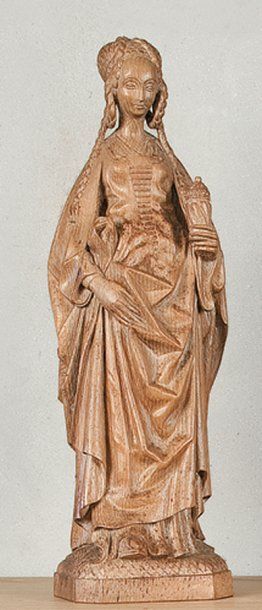 null Sculpture en chêne représentant Sainte Marie-Madeleine, dans le style de Bruxelles...