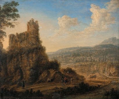 NEYTS Gillis (Gand vers 1623 -Anvers 1687) Paysage de campagne avec des villageois...