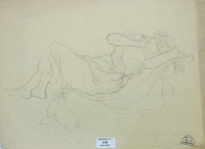 Suzanne CREPIN (1880-1956). Nu féminin de trois quart, dessin à la sanguine sur papier...