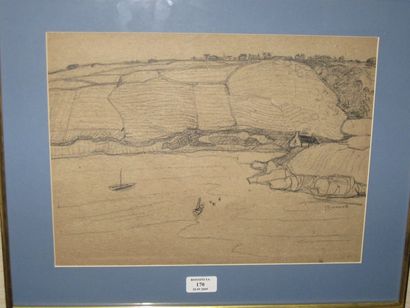 LEONARD Maurice, 1899-1971, la baie bretonne, 1950, crayon noir, signé en bas à droite,...