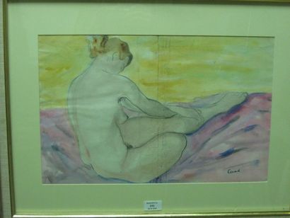 LEONARD Maurice, 1899-1971, le drapé rose, 1955, crayon et aquarelle, signé en bas...