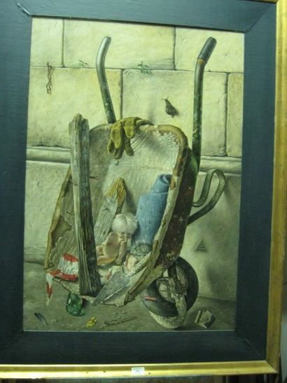 INTINI Paolo (né en 1921) La brouette de St Eustache, 1986. Huile sur toile, signée...
