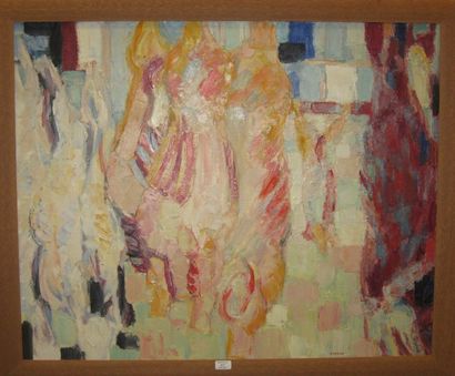 LAURAN André , 1922-2009, Abstraction, 1958, huile sur toile, signée en bas à droite,...