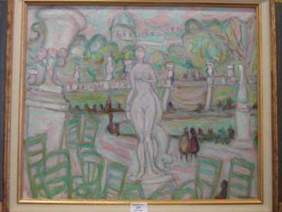 LAURAN André , 1922-2009, Jardin du Luxembourg Paris 1998, huile sur toile, signée...