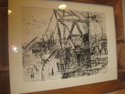 VERON Véronique, Née en 1927, Le Havre, dessin à l'encre, signé en bas à droite,...