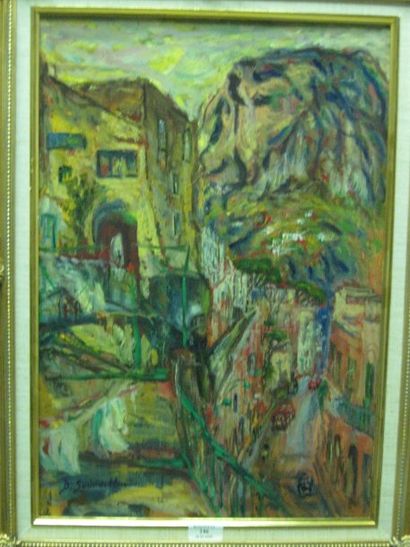SOURDILLON Berthe, 1895-1976, Espagne , huile sur isorel, signée en bas à gauche,...