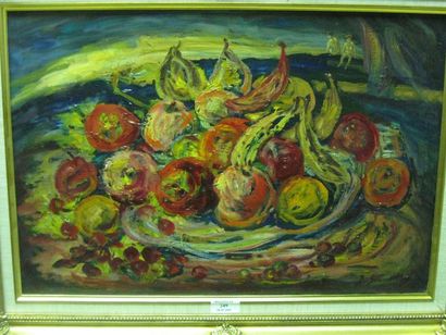 SOURDILLON Berthe, 1895-1976, les fruits rouges, huile sur toile, signée en bas à...