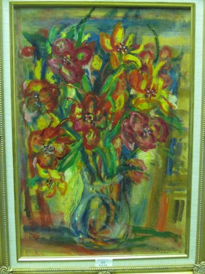 SOURDILLON Berthe, 1895-1976, Le bouquet 1959 , huile sur toile, signée en bas à...