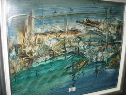 CHALOU Pierre, 1942-2003, Paysage bleu 1994 , peinture sur toile, signée en bas à...