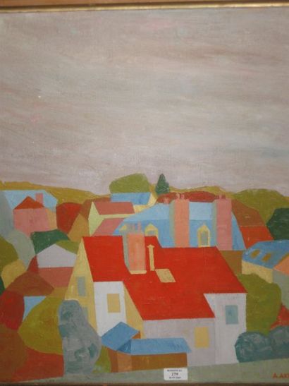 AKNIN Anne (née en 1922), rue de la Citadelle de Pontoise, huile sur toile, signée...