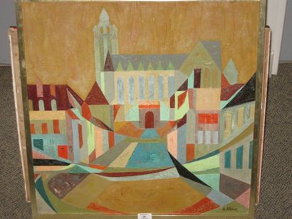 AKNIN Anne (née en 1922), rue Thiers à Pontoise, huile sur toile, signée en bas à...