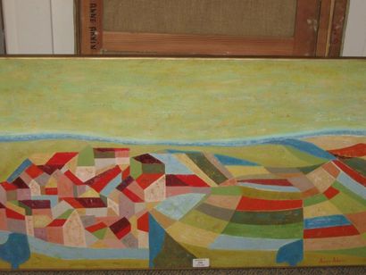 AKNIN Anne (née en 1922), Collines de Boisemont, huile sur toile, signée en bas à...