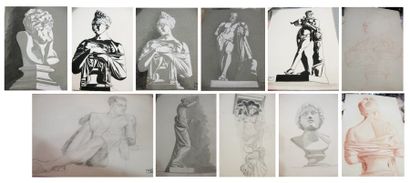 MARCELLE FIACRE 1914-2006 11 dessins et aquarelles " personnages "