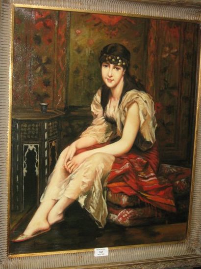 ECOLE MODERNE, la belle orientale, peinture sur toile, 61 x 50 cm