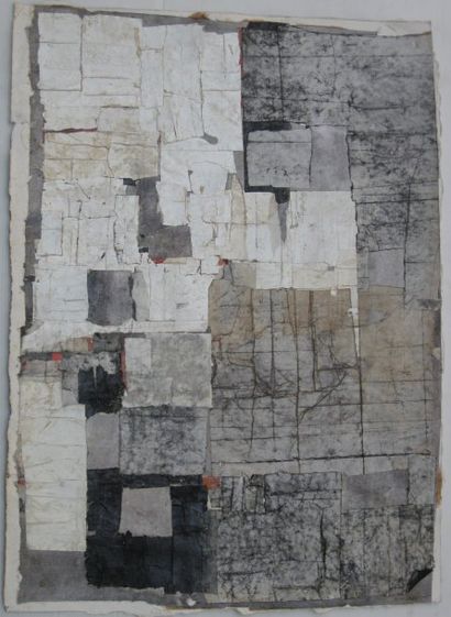 SHANNON-DELAHAYE Anna (née en 1916), Composition 1977, technique mixte et collage...