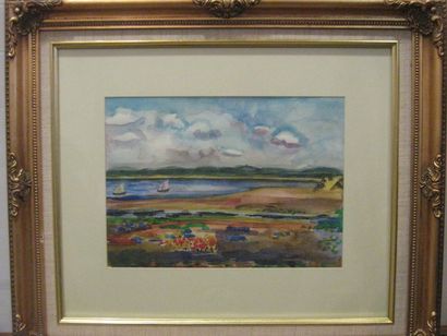 BERTHOME SAINT ANDRE Louis (1905-1977), Marine, aquarelle, signée en bas à droite,...