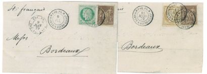 null GUADELOUPE 7 lettres archive, période 1879 avec 3 combinaisons différentes photo...