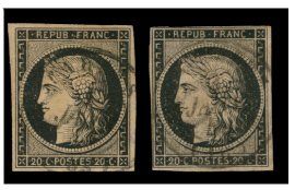null N° 3 Ø, ensemble de 19 timbres, la plupart 1er choix, dont 2 exemplaires oblitérés...