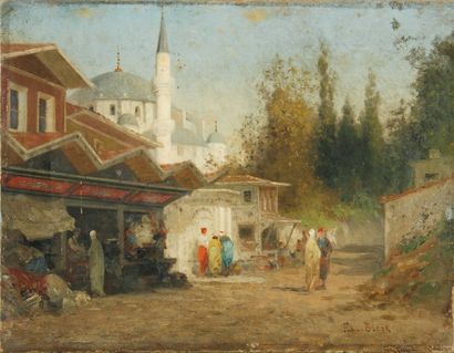 Germain Fabius BREST Echoppes près d'une mosquée, Constantinople Huile sur toile,...