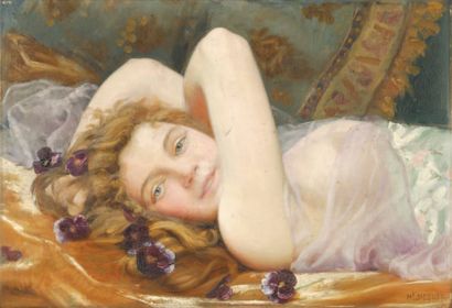 Henry Léon JACQUET Odalisque blonde, 1902 Huile sur toile, signée et datée en bas...