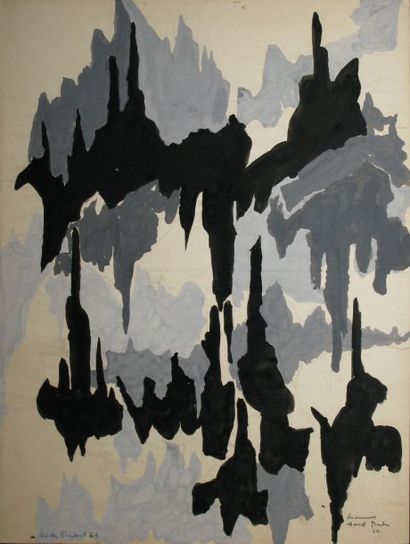 null Chamonix, 1964 Technique mixte sur papier marouflé sur panneau (traces de plis...