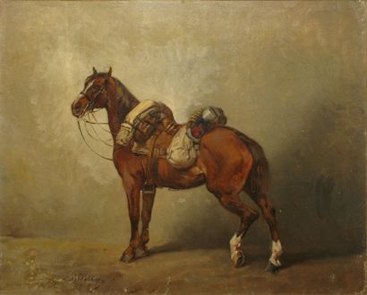 Attribué à James Alexander WALKER Cheval d'artilleur Huile sur toile marouflée sur...