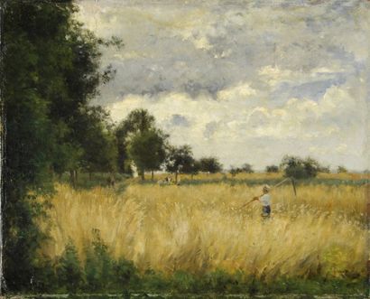 Stanislas LÉPINE La plaine, circa 1874 -1878 Huile sur toile rentoilée, signée en...