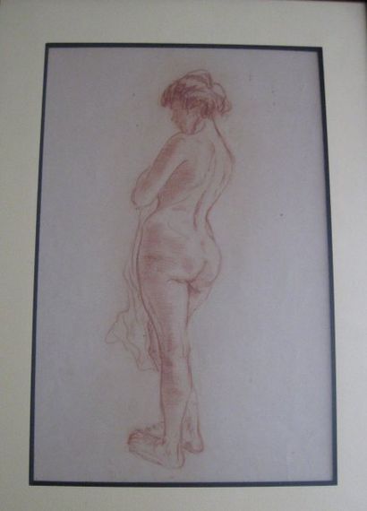 LEONARD Maurice, 1899-1971, Nu aux fleurs, technique mixte sur papier marouflé sur...