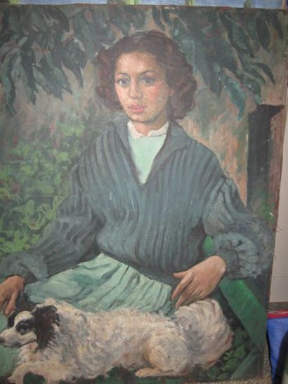 Joseph COLOMER Portrait de Mariette Fouteau, 1939 Huile sur panneau Commentée datée...