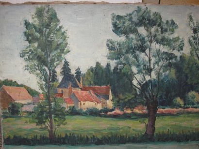 Joseph COLOMER Hameau, 1954 Huile sur toile Signée et datée en bas à droite 41 x...