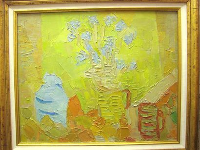 VERON Véronique, Née en 1927, Fleurs, huile sur toile, signée en bas à gauche, titrée...