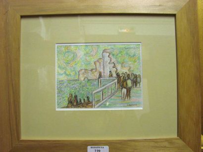 LAURAN André , 1922-2009, La falaise, pastel, signé en bas à droite, 12 x 15 cm.