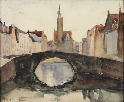 Georges Léo DEGORCE Canal à Bruges, 12.4.31 Aquarelle, signée, située et datée en...