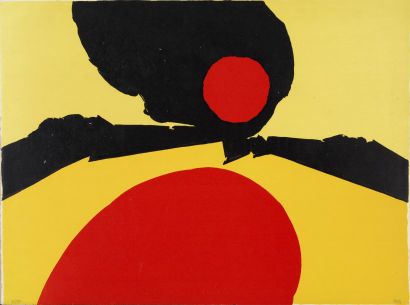 Luis FEITO LOPEZ Jaune, rouge et noir Sérigraphie en couleurs (rousseurs), n° 65...