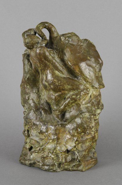 Émile Antoine BOURDELLE Leda et le cygne Haut relief en bronze à patine brune nuancée...